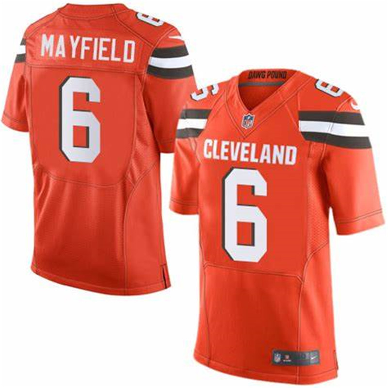 Nike Browns 6 Baker Mayfield Orange Elite Jersey
