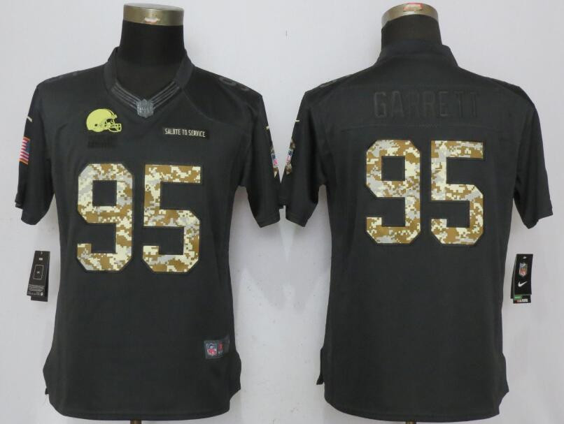  Browns 95 Myles Garrett Anthracite Women Salute to Service Limited Jersey