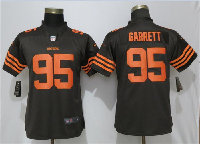  Browns 95 Myles Garrett Brown Women Vapor Untouchable Limited Jersey