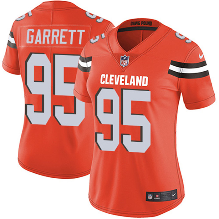  Browns 95 Myles Garrett Orange Women Vapor Untouchable Limited Jersey