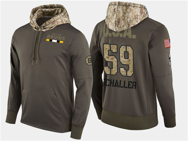  Bruins 59 Tim Schaller Olive Salute To Service Pullover Hoodie