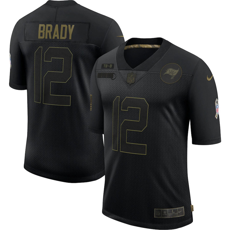 Nike Buccaneers 12 Tom Brady Black 2020 Salute To Service Limited Jersey
