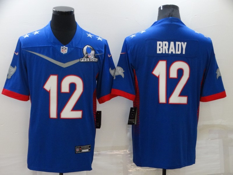 Nike Buccaneers 12 Tom Brady Blue 2022 NFC Pro Bowl Limited Jersey