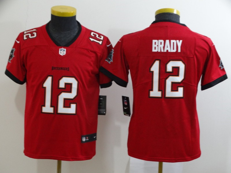 Nike Buccaneers 12 Tom Brady Red Youth New 2020 Vapor Untouchable Limited Jersey
