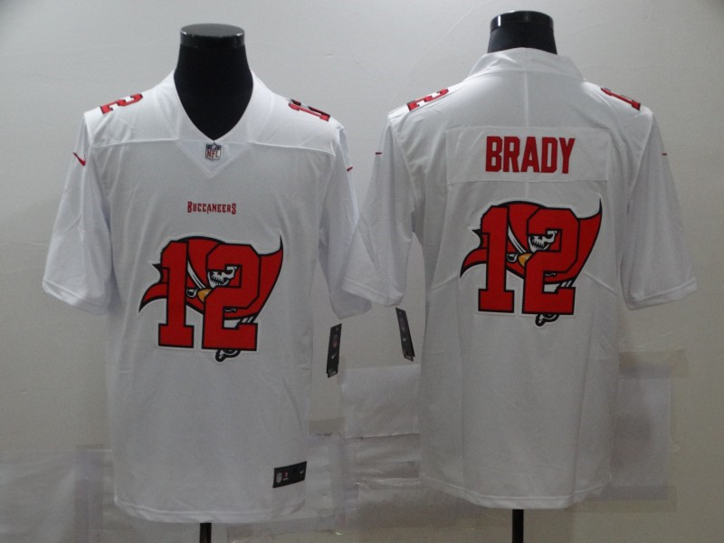 Nike Buccaneers 12 Tom Brady White Shadow Logo Limited Jersey