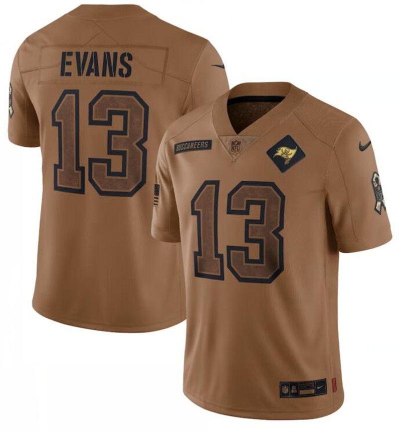 Nike Buccaneers 13 Mike Evans Brown 2023 Salute To Service Limited Jersey