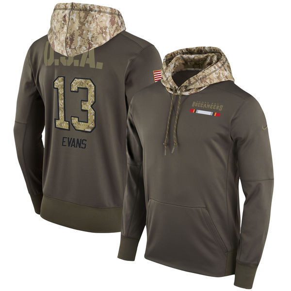  Buccaneers 13 Mike Evans Olive Salute To Service Pullover Hoodie