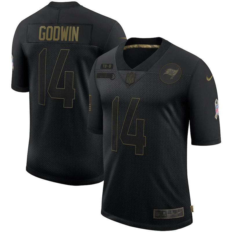Nike Buccaneers 14 Chris Godwin Black 2020 Salute To Service Limited Jersey