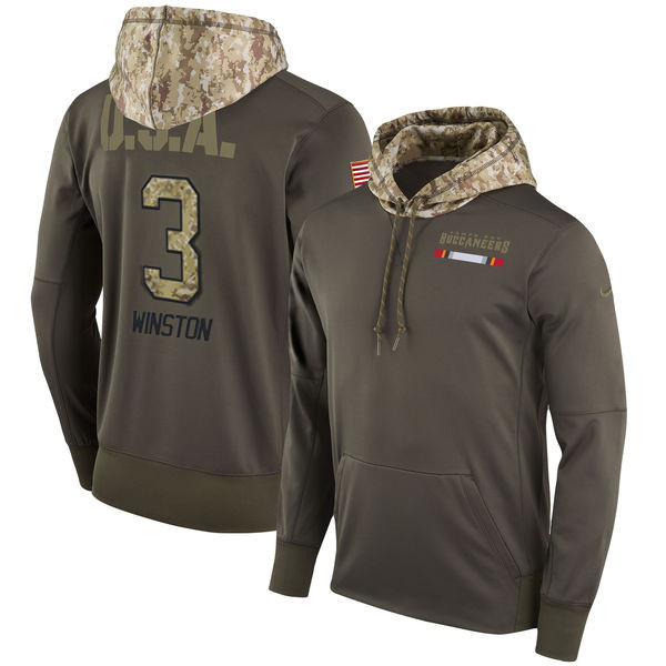  Buccaneers 3 Jameis Winston Olive Salute To Service Pullover Hoodie