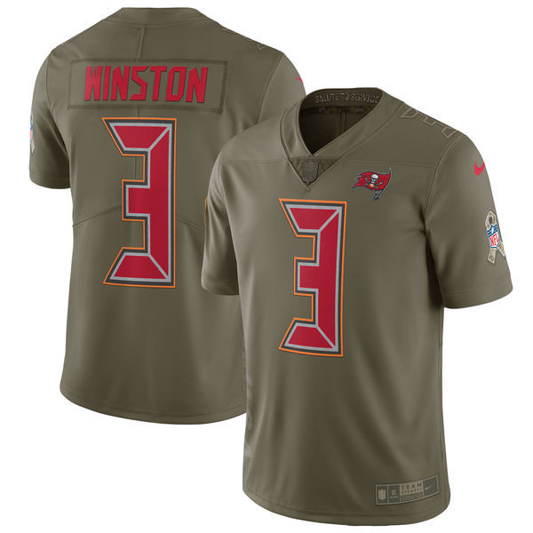  Buccaneers 3 Jameis Winston Youth Olive Salute To Service Limited Jersey