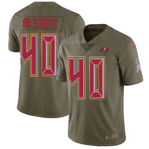  Buccaneers 40 Mike Alstott Olive Salute To Service Limited Jersey