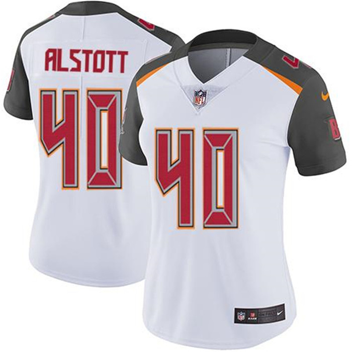  Buccaneers 40 Mike Alstott White Women Vapor Untouchable Limited Jersey