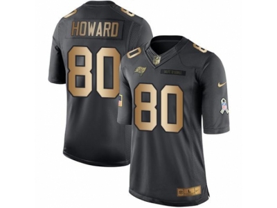  Buccaneers 80 O J Howard Black Men Stitched NFL Limited Gold Salute To Service Jersey