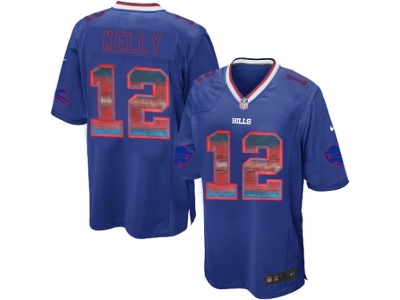  Buffalo Bills 12 Jim Kelly Limited Royal Blue Strobe NFL Jersey