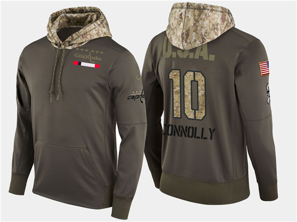  Capitals 10 Brett Connolly Olive Salute To Service Pullover Hoodie