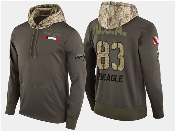  Capitals 83 Jay Beagle Olive Salute To Service Pullover Hoodie