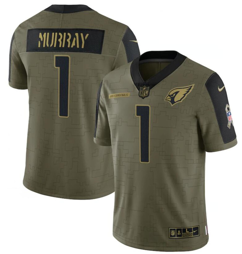 Nike Cardinals 1 Kyler Murray Olive 2021 Salute To Service Limited Jersey