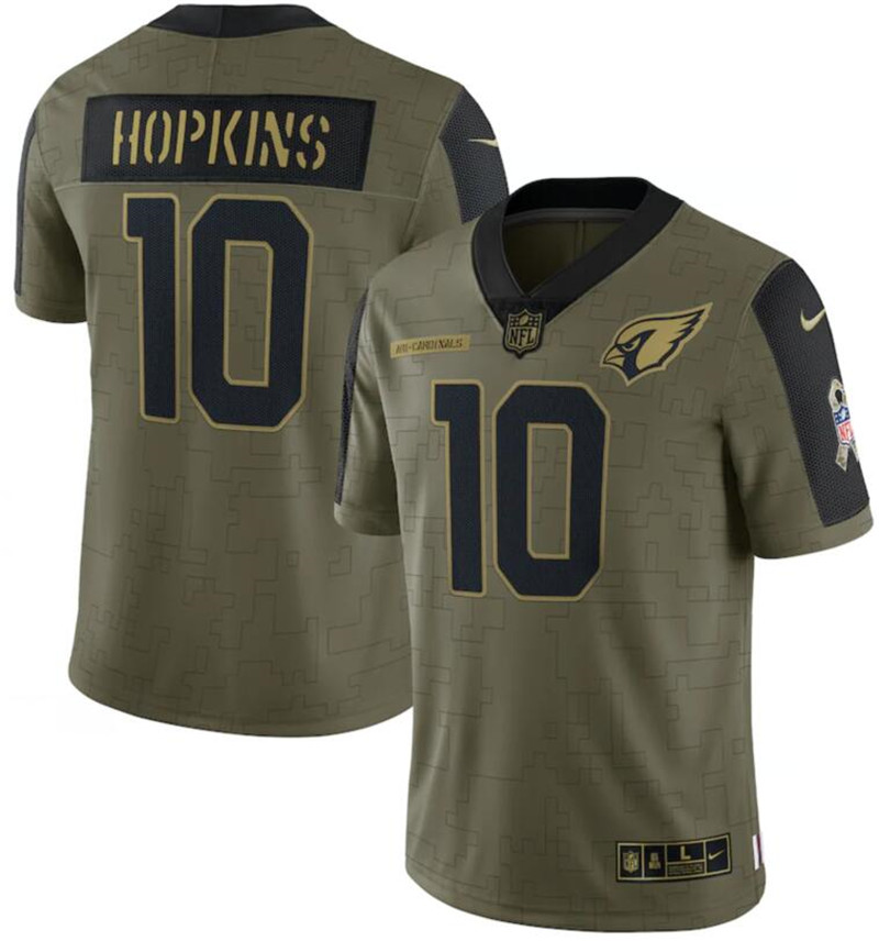 Nike Cardinals 10 DeAndre Hopkins Olive 2021 Salute To Service Limited Jersey