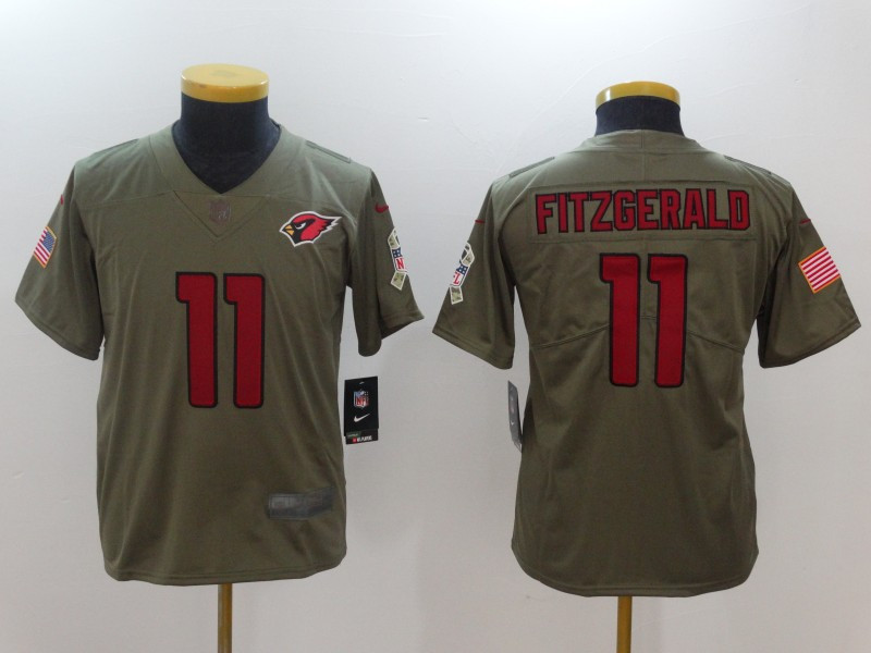  Cardinals 11 Larry Fitzgerald Youth Olive Salute To Service Limited Jersey
