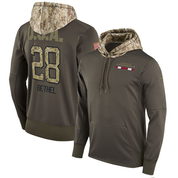  Cardinals 28 Justin Bethel Olive Salute To Service Pullover Hoodie