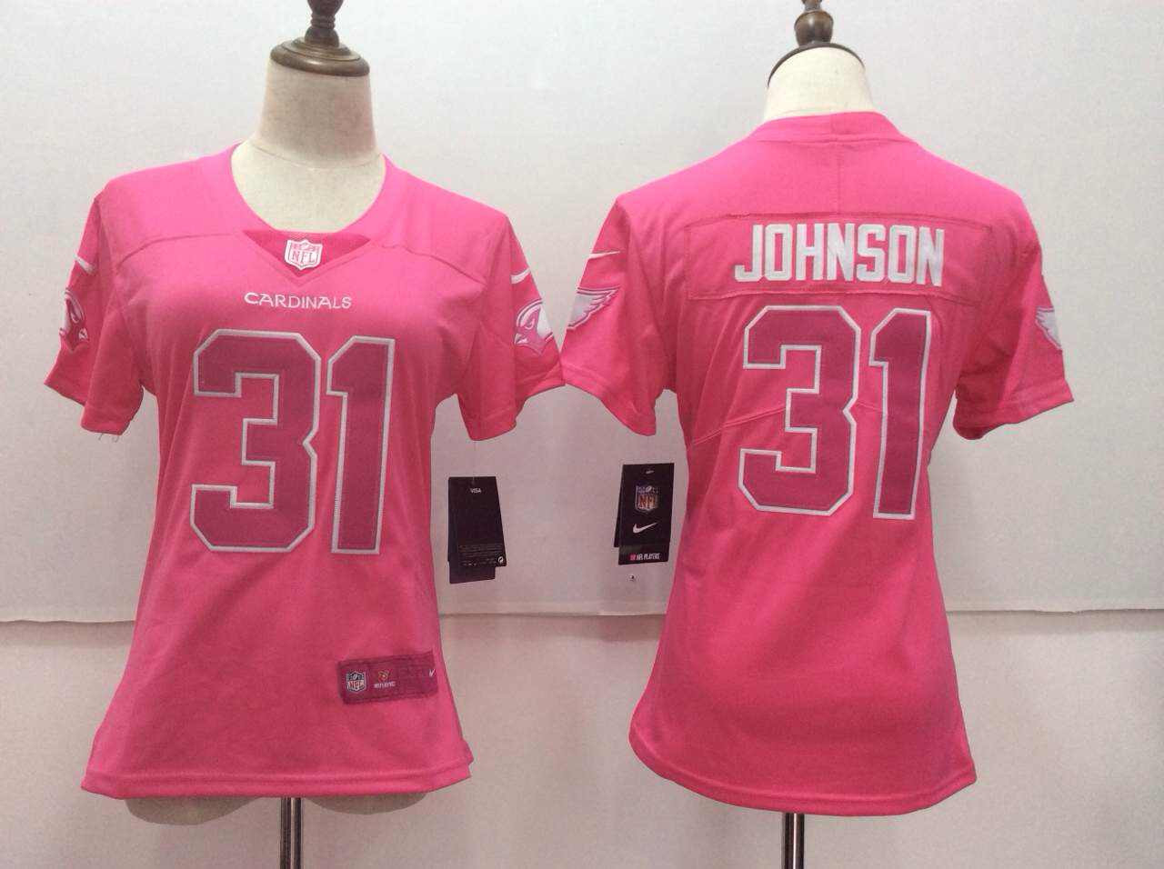  Cardinals 31 David Johnson Pink Women Vapor Untouchable Player Limited Jersey