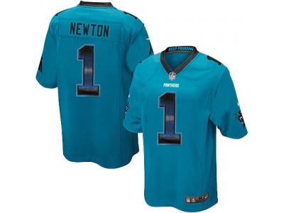  Carolina Panthers 1 Cam Newton Blue Alternate Men Stitched NFL Limited Strobe Jersey