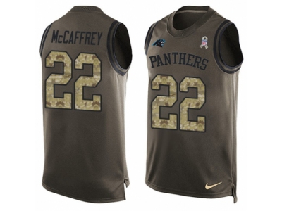  Carolina Panthers 22 Christian McCaffrey Limited Green Salute to Service Tank Top NFL Jersey