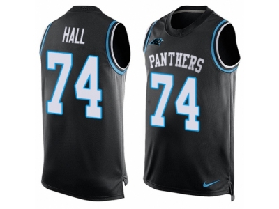  Carolina Panthers 74 Daeshon Hall Elite Black Player Name Number Tank Top NFL Jersey