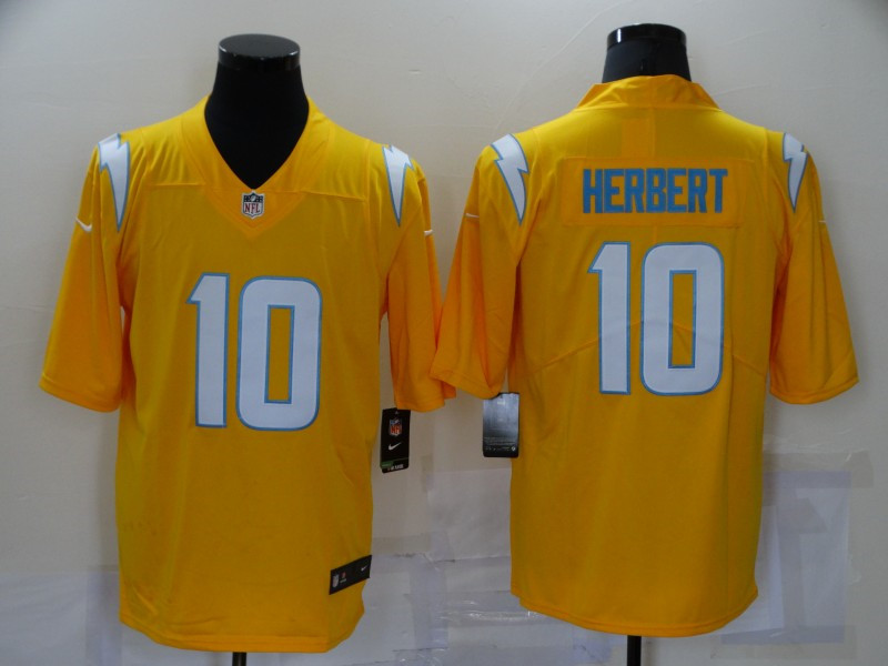 Nike Chargers 10 Justin Herbert Yellow Inverted Legend Limited Jersey