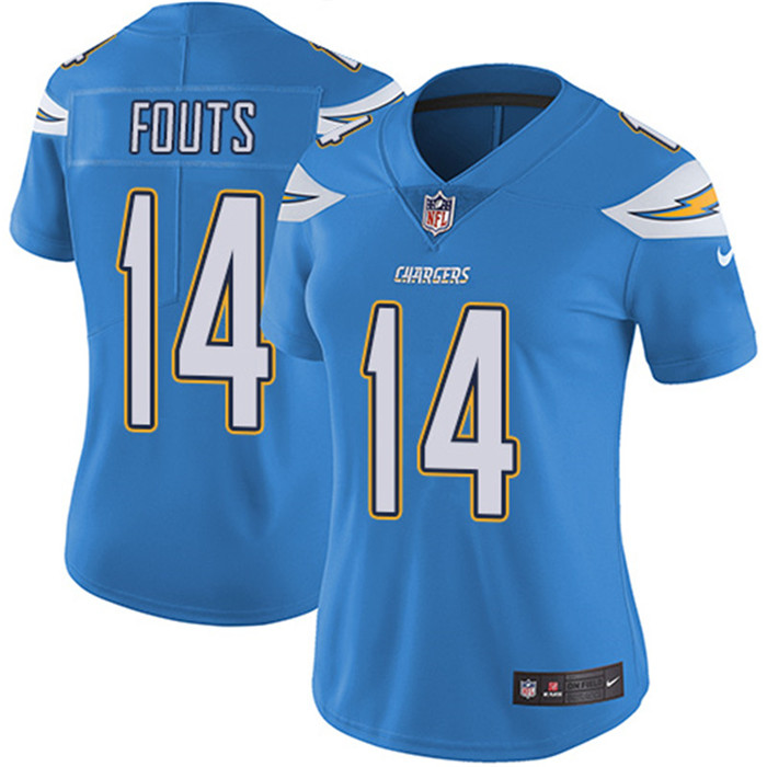  Chargers 14 Dan Fouts Light Blue Women Vapor Untouchable Limited Jersey