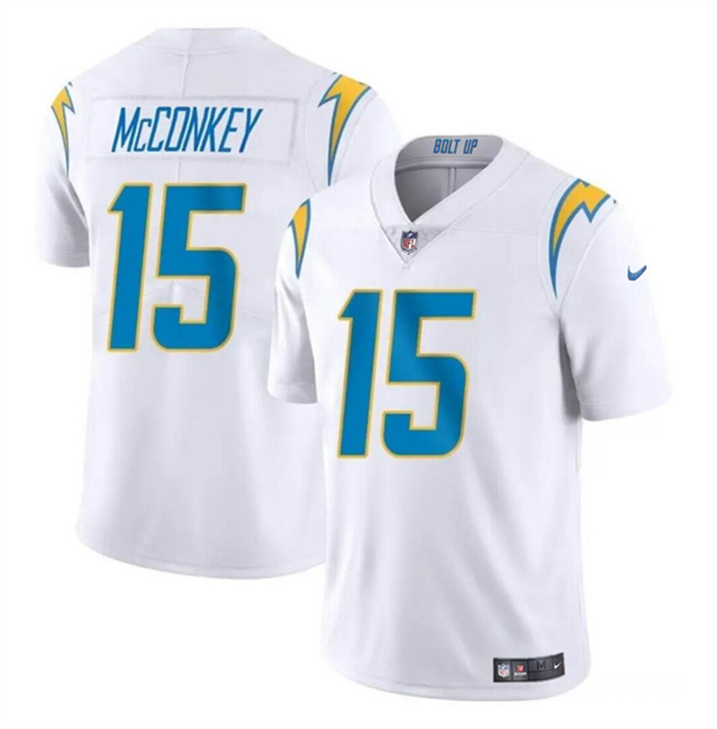 Nike Chargers 15 Ladd McConkey White 2024 NFL Draft Vapor Limited Jersey