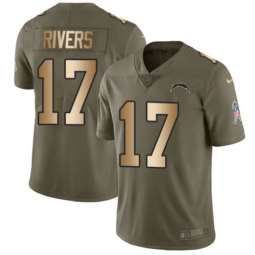  Chargers 17 Philip Rivers Olive Gold Salute To Service Limited Jersey