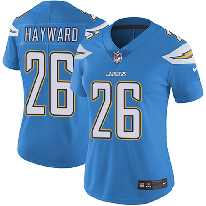  Chargers 26 Casey Hayward Light Blue Women Vapor Untouchable Limited Jersey