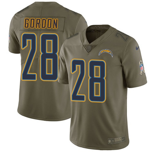  Chargers 28 Melvin Gordon Olive Salute To Service Limited Jersey