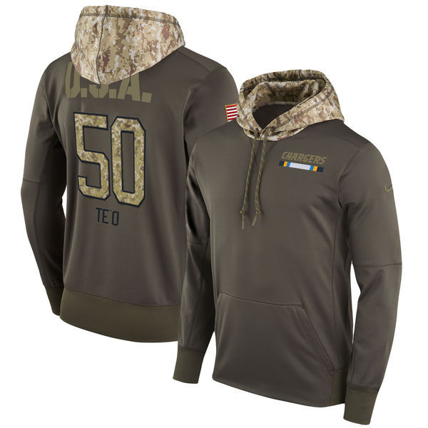  Chargers 50 Manti Te'O Olive Salute To Service Pullover Hoodie