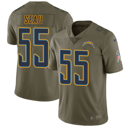  Chargers 55 Junior Seau Olive Salute To Service Limited Jersey