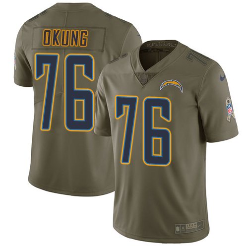  Chargers 76 Russell Okung Olive Salute To Service Limited Jersey