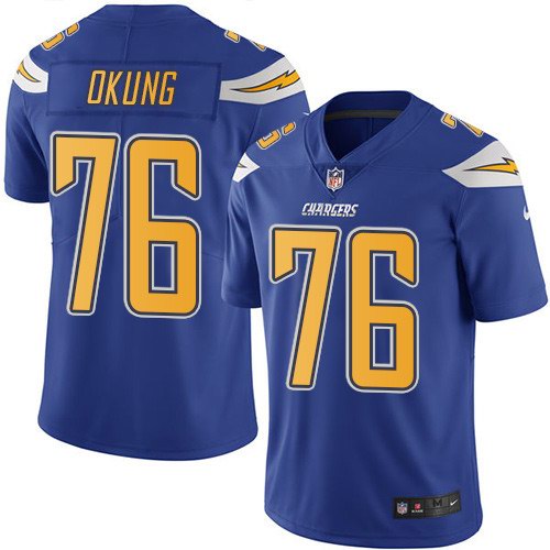  Chargers 76 Russell Okung Royal Color Rush Limited Jersey