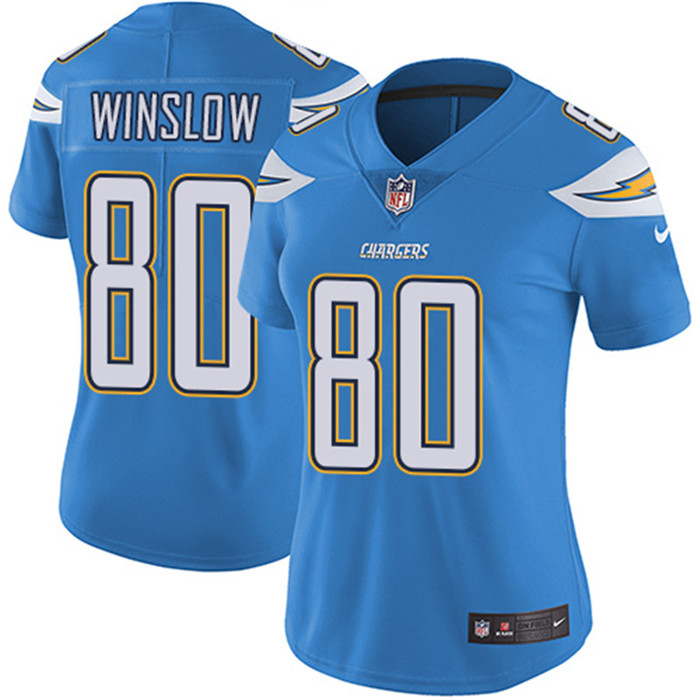  Chargers 80 Kellen Winslow Light Blue Women Vapor Untouchable Limited Jersey