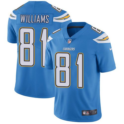  Chargers 81 Mike Williams Light Blue Vapor Untouchable Limited Jersey