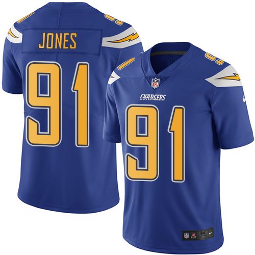  Chargers 91 Justin Jones Royal Color Rush Limited Jersey