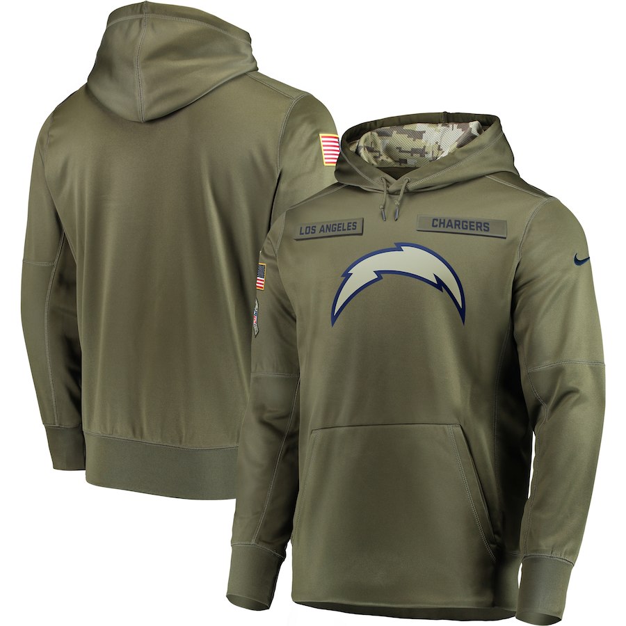  Chargers Olive Salute To Service Men's Pullove Hoodie
