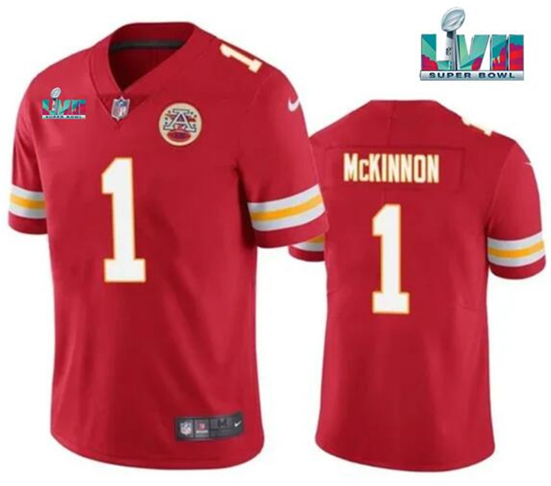 Nike Chiefs 1 Jerick McKinnon Red 2023 Super Bowl LVII Vapor Limited Jersey