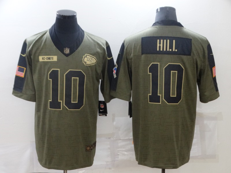 Nike Chiefs 10 Tyreek Hill Olive 2021 Salute To Service Limited Jersey