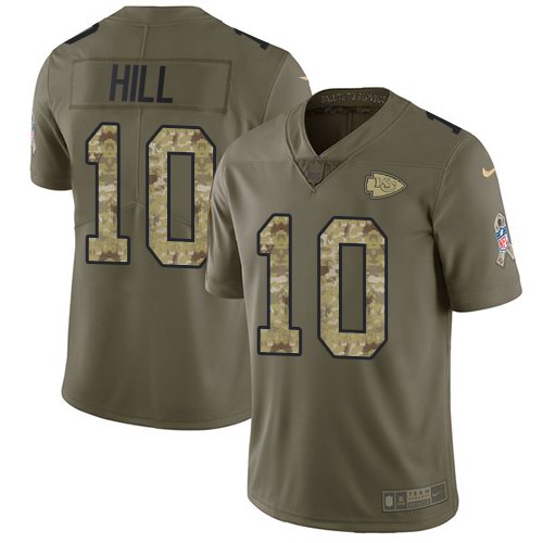  Chiefs 10 Tyreek Hill Olive Camo Salute To Service Limited Jersey
