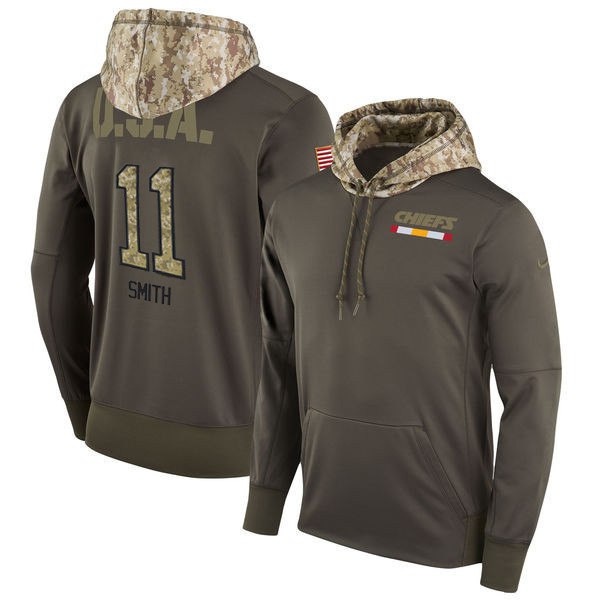  Chiefs 11 Alex Smith Olive Salute To Service Pullover Hoodie