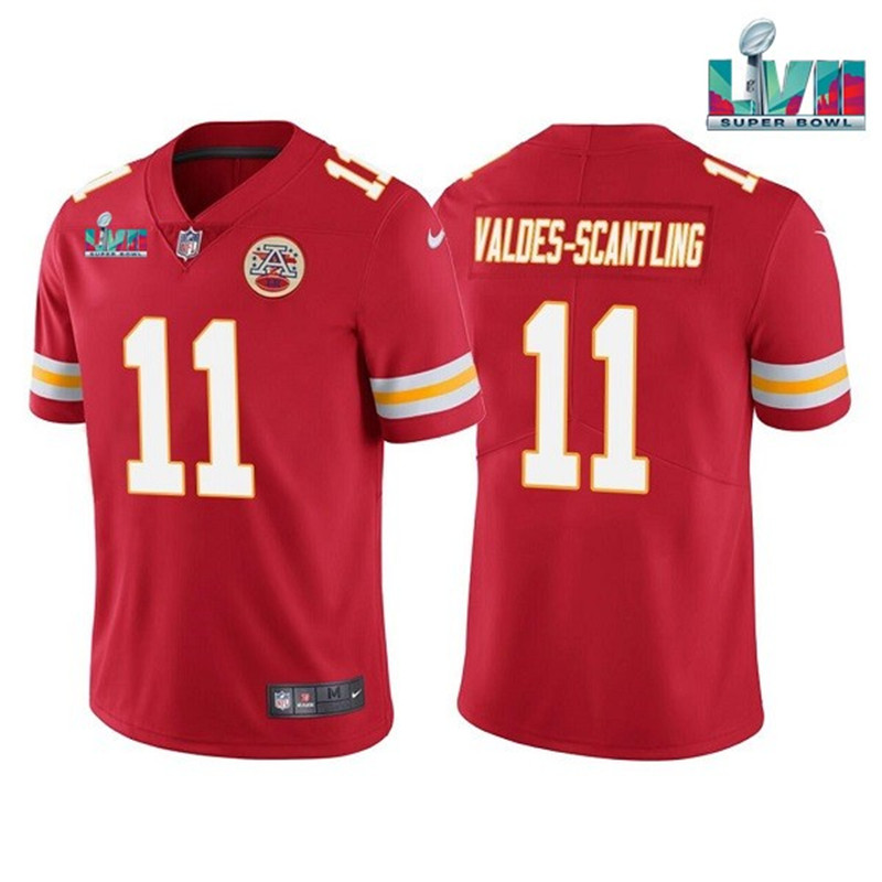 Nike Chiefs 11 Marquez Valdes Scantling Red 2023 Super Bowl LVII Vapor Limited Jersey
