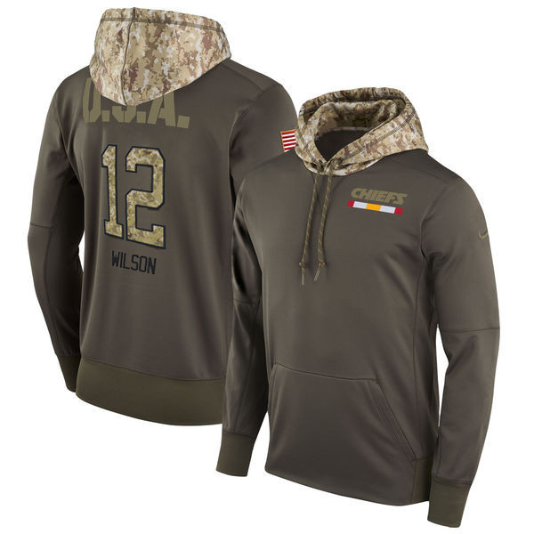  Chiefs 12 Albert Wilson Olive Salute To Service Pullover Hoodie