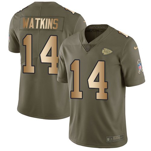  Chiefs 14 Sammy Watkins Olive Gold Salute To Service Limited Jersey