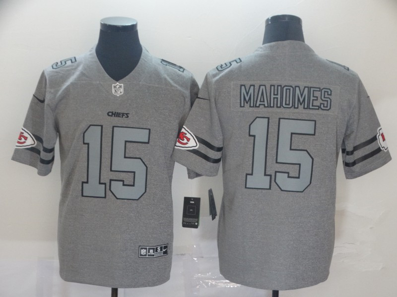 Nike Chiefs 15 Patrick Mahomes 2019 Gray Gridiron Gray Vapor Untouchable Limited Jersey